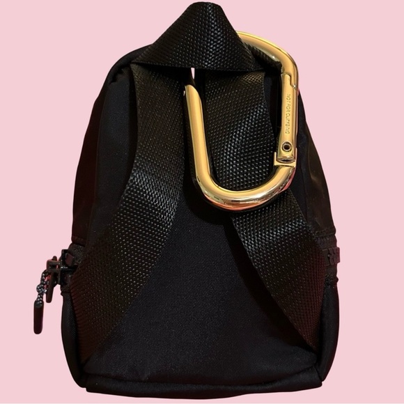 NWOT! LULU-LEMON MINY BACKPACK BLACK WITH GOLD ZIPPER & CARBINU IN GOLD W/ NAME. - Picture 5 of 12